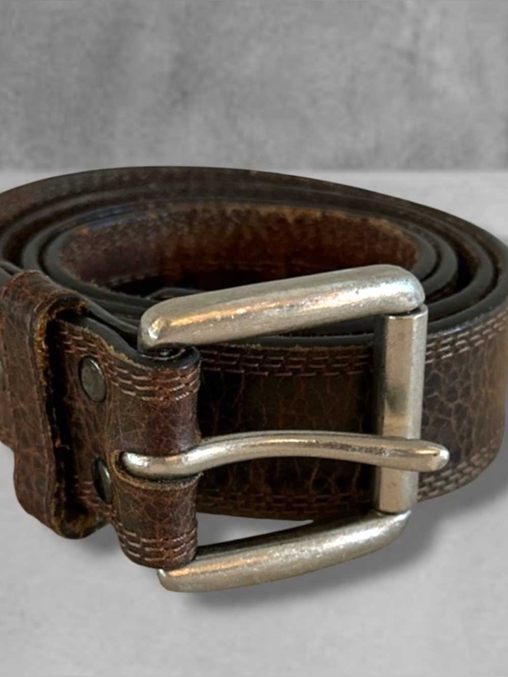 ARIAT Brown Leather Belt with Silver Buckle 36